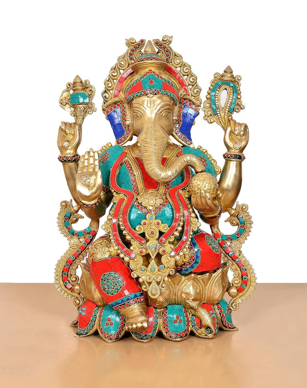 Brass Big Ganesha Statue (Height 20 Inch) Entryway Setting
