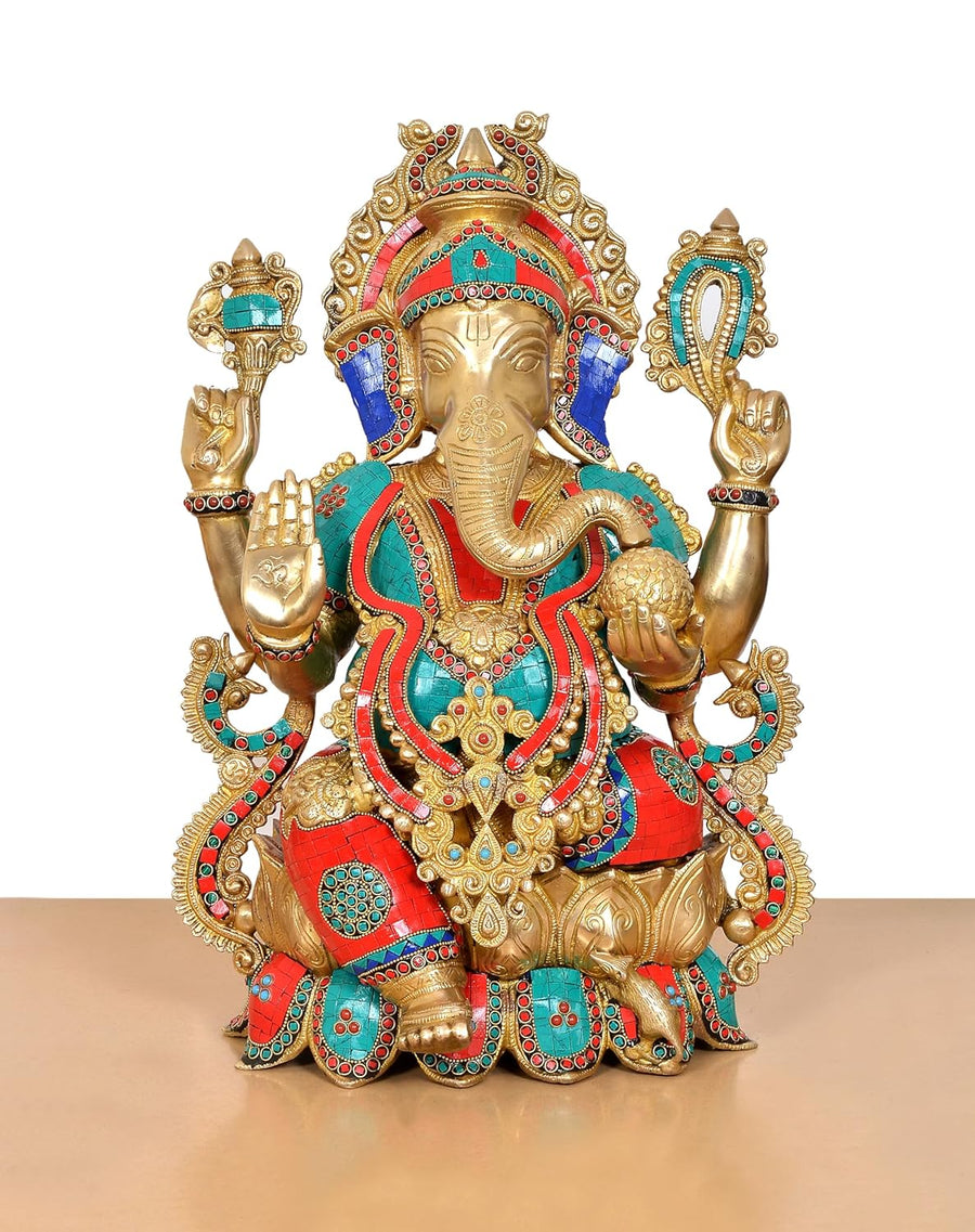 Brass Big Ganesha Statue (Height 20 Inch) Craft Detail