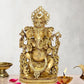 Brass Lord Ganesha Ganpati Idol Vinayak Religious Statue Murti Height 14.5 Inch