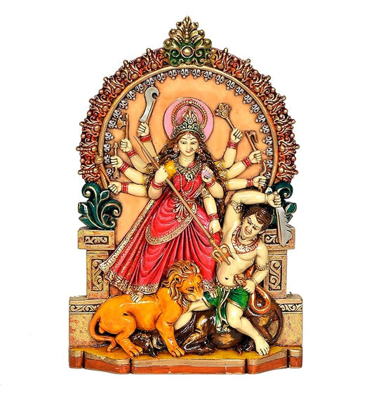 Goddess Mahishsura Mardini Devi Durga Maa Idol Brass Statue Puja Hindu Festival Home Decor Height : 10 Inch