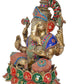 Brass Lord Ganesha Idol Ganesh Statue Decorative Sculpture for Home Decor Office Mandir Pooja Showpiece (Height 21.5 Inch)