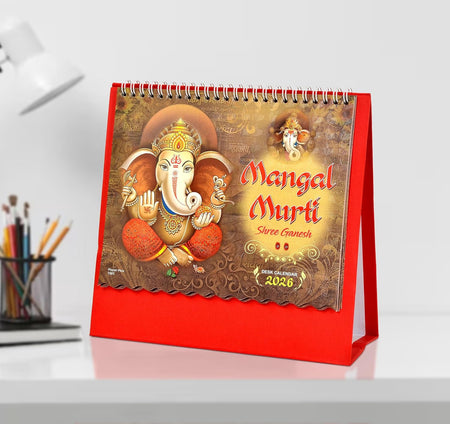 Table Calendar 2026 Mangal Murti Shree Ganesh |12 Months| (Size 8.5 x 9 Inch)