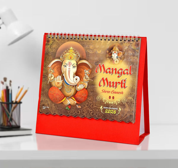 Table Calendar 2026 Mangal Murti Shree Ganesh |12 Months| (Size 8.5 x 9 Inch)