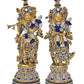 Brass Radha Krishna Idol Standing Pose Brass Idol Multicolor Statue, Height :19 Inch