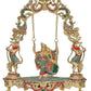 Brass Murlidhar Radha Krishna Murti Statue Idol Playing On Swing Idol Brass Statue, for Home Decor Mandir Pooja Temple (Height 18 Inch)