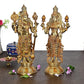 Brass Statue of Vishnu Lakshmi Idol Statue Religious Statue Height 12.5 Inch