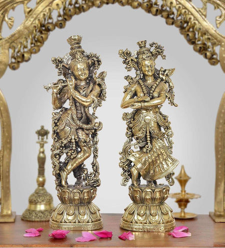 Superfine Brass Radha Krishna Idol (Height 12 Inch)