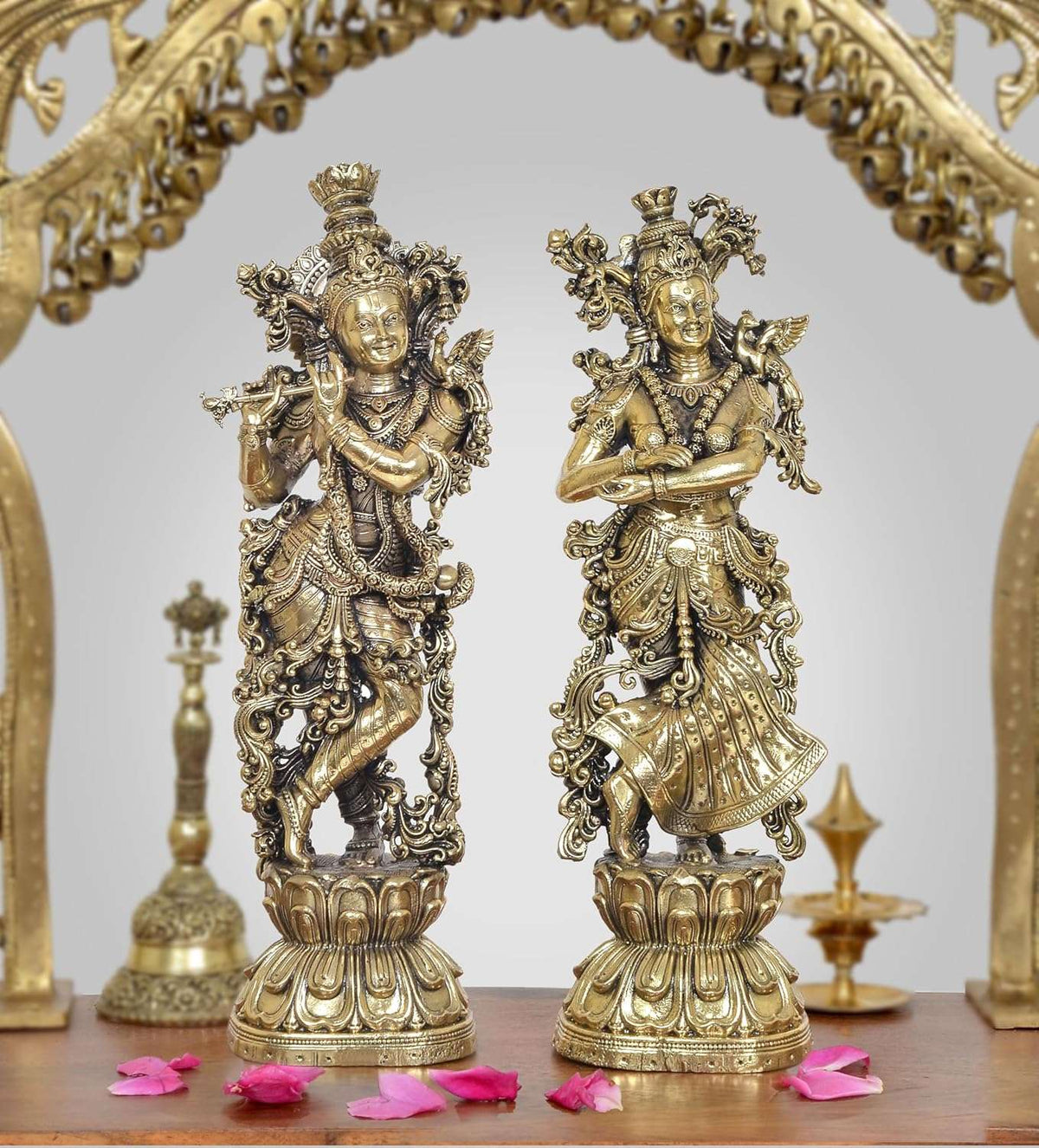 Superfine Brass Radha Krishna Idol (Height 12 Inch)