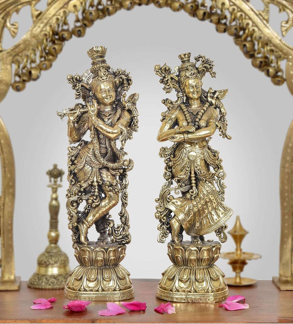 Superfine Brass Radha Krishna Idol (Height 12 Inch)