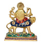 Brass Durga Maa with Lion Idol Hindu Goddess Sherawali MATA Murti MATA Rani Statue Figurine Home Temple (Height: 9 Inch)