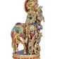 Large Brass Cow Krishna Idol Statue Murti, Height 30 inch