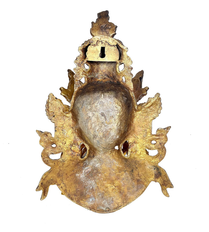 Brass Tara Devi Mask Wall Hanging Multicolour (Height 16 Inches)
