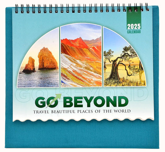 Table Calendar 2025 Go Beyond Table Top Desk Standing Calendar For Home and Office Table Calendar |12 Months| (Size 8.5 x 9 Inch)