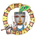 Iron Divine Krishna wall sculpture playing flute (18.5 inch diameter)