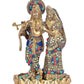 Brass Radha Krishna Idol Statue Inlay Work Religious Statue Height 11 Inch