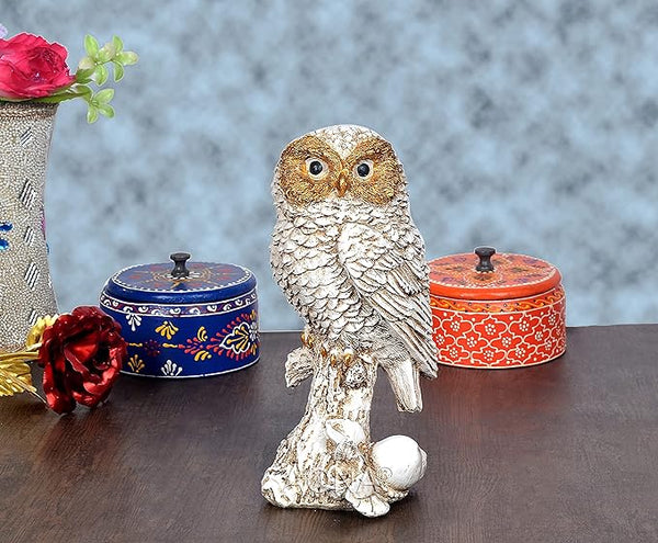Polyresin Owl for Table Top Home Decor Height 8.5 Inch Entryway Setting
