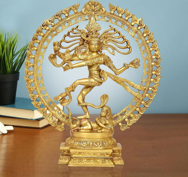 Brass Natraj Lord Shiva Dancing Natraj Brass Idol Statues for Home Decor and Ofice Multicolor (Height: 20 inch)