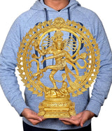 Brass Natraj Lord Shiva dancing idol statue held by person, 20 inch height