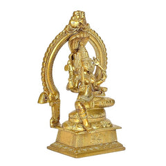 Golden Mariamma idol figurine, angled view with ornate back details and raised hands