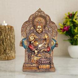 Lord Kubera Hindu God of Wealth Kuvera Kuber Kuberan Protector of The World Antique Bronze Finish Statue Murti Statue Idol for Diwali Pooja, Height 7 inch