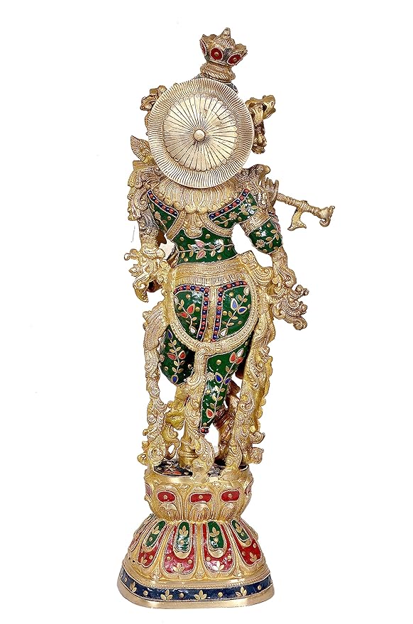 Brass Krishna Statue Murti for Home Decor Idol Decor | Height : 30 Inches