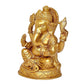 Brass Ganesha Idol On Base Giving Blessings Statue for Home Decor Temple | Height : 8 inches