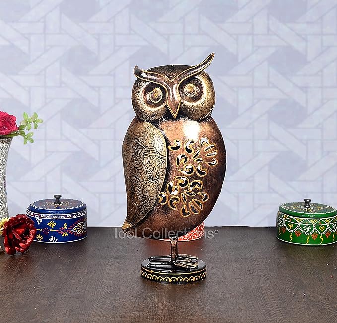 Iron Owl Showpiece for Home Decor (Height: 14 Inches)
