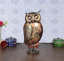 Metal Owl Showpiece for Home Decor Height 14 Inch