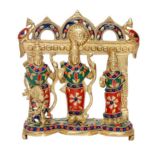 Brass Ram Darbar Brass Statue Idol Ram Darbar, for Home Decor Mandir Pooja (Height : 7.5 Inch)