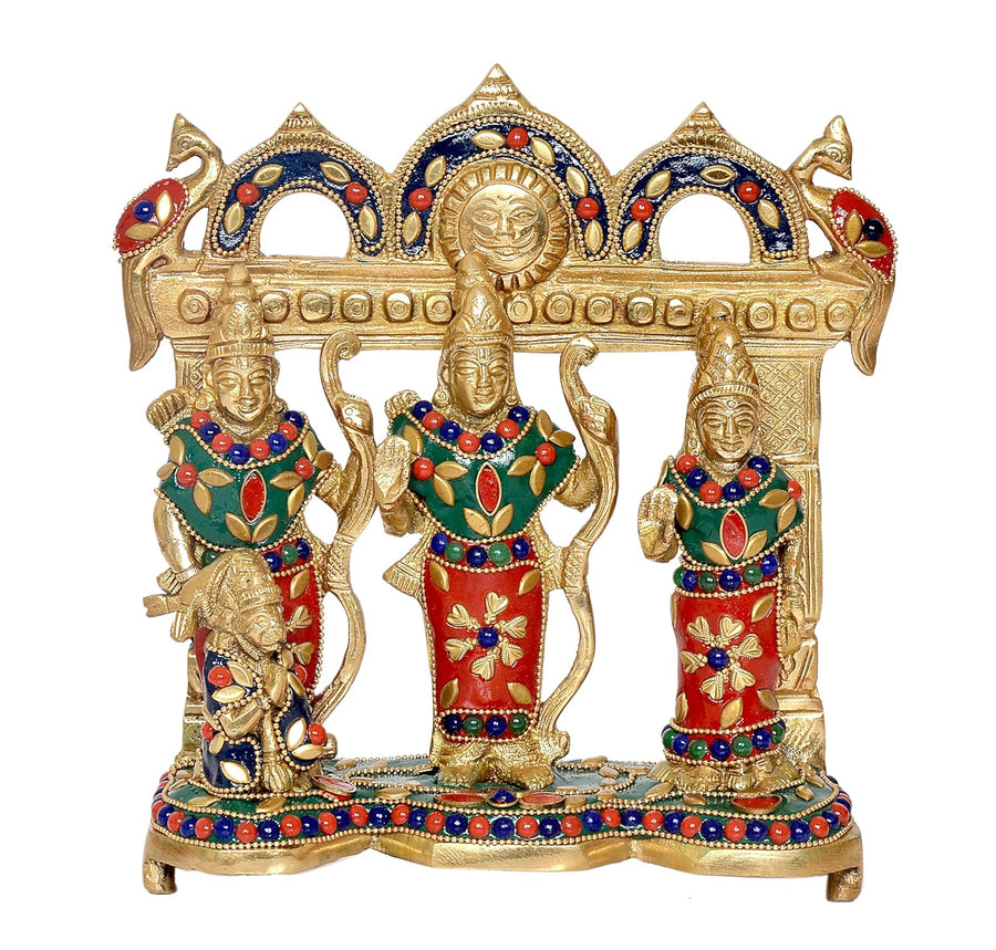 Brass Ram Darbar Brass Statue Idol Ram Darbar, for Home Decor Mandir Pooja (Height : 7.5 Inch) Craft Detail