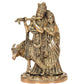 Brass Radha Krishna with Cow Idol Statue for Home Decor and Pooja Mandir Office Decor (Height 9.5 Inch)