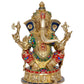 Brass Ganesh Statue - Handcrafted Lord Ganesha Idol for Home Decor and Pooja - Hindu God Ganapati Figurine (Height 14.5 Inch)