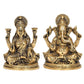 Brass Laxmi Ganesh Statue - Handcrafted Goddess Lakshmi and Lord Ganesha Idol for Home Decor and Pooja - Hindu Deities Figurine (Height 5.5 Inch)