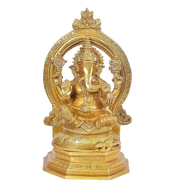 Brass Trio Lakshmi Ganesha Saraswati Statue Set of 3 Statue (Height: 12 Inches)