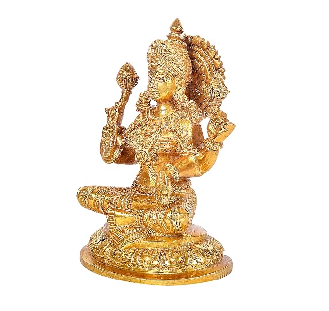 Brass Goddess Lakshmi Idol Maa Lakshmi Height 7 Inch