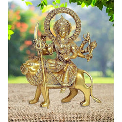 Brass Maa Durga Idol Figurine Maa Durga Decorative Showpiece Home Office Temple Gift Item Height 12 Inches