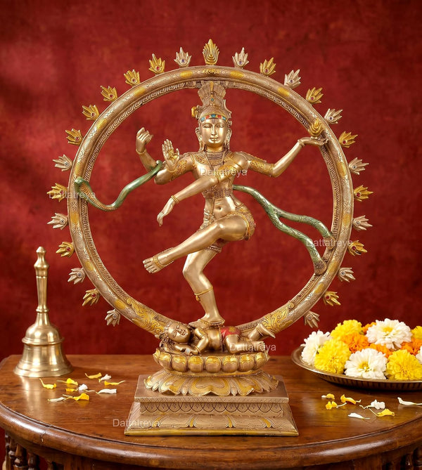 Resin Natraj Lord Shiva Dancing Natraj Idol Statue Multicolor for Home Office Living Room or Temple Room (Height:18 Inches)