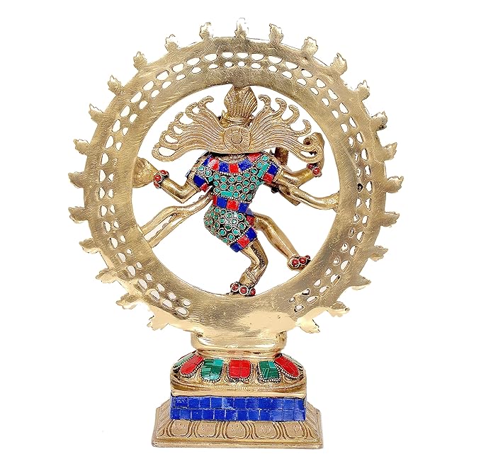 Brass Natraja On Base Statue Idol for Home Decor Showpiece | Height : 13.5 inches