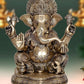 Brass Ganesha Brass Statue Idol for Home Decor Office Mandir | Height : 15.5 inch