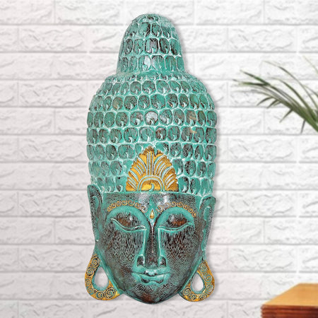 Wooden Buddha Mask Wall Hanging (Height: 20 Inches)