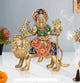 Brass Durga Maa with Lion Idol Hindu Goddess Sherawali MATA Murti MATA Rani Statue Figurine Home Temple (Height: 10 Inch)