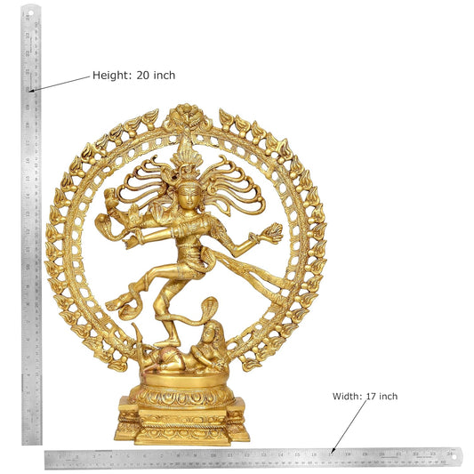 Brass Natraj Lord Shiva Dancing Natraj Brass Idol Statues for Home Decor and Ofice Multicolor (Height: 20 inch)