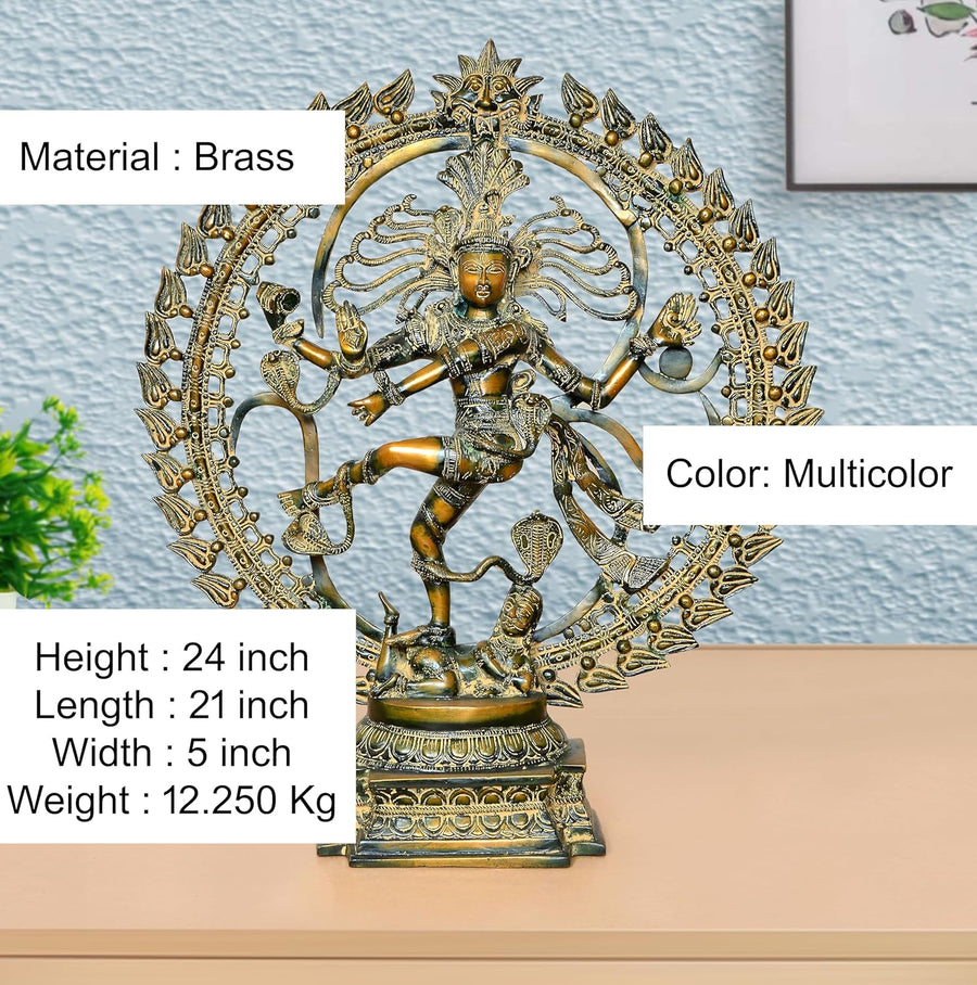 Brass Natraj Lord Shiva Dancing Idol (Height: 24 inch) Craft Detail