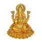 Brass Goddess Lakshmi Seated On A Blooming Lotus, Height: 7.6 inch