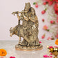 Brass Radha Krishna with Cow Idol Statue for Home Decor and Pooja Mandir Office Decor (Height 9.5 Inch)