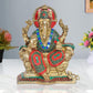 Brass Lord Ganesha Idol Sitting Ganesh Statue Decorative Sculpture for Home Decor Office Mandir Pooja Temple (Height 9.5 Inch)