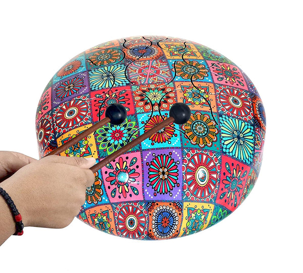 Steel Happy Drum with Rubber Musical Mallet and Travel Bag (Height : 5 inches) MultiColour Study Setting