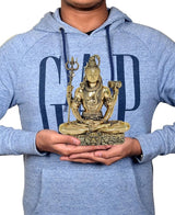 AONA brass Lord Shiva statue held in hands, 7 inch decorative mandir decor