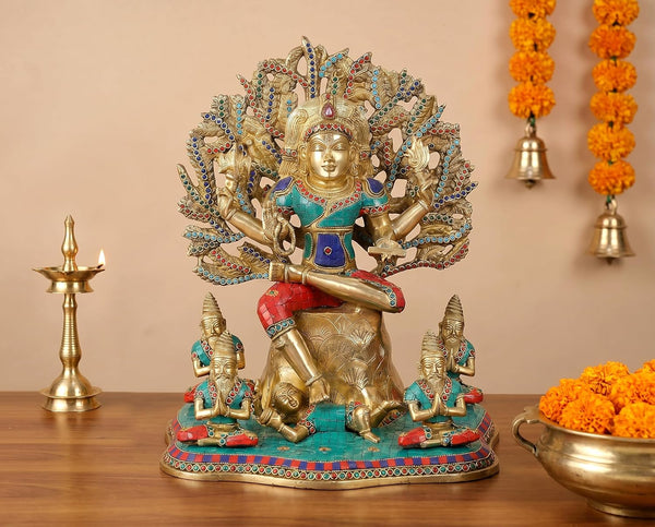 Brass Dakshinamurti Shiva Statue Dakshinamurthy for Home Decor Temple Office Pooja Mandir Showpiece (Height:18 Inches)