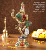 Brass Ardhanarishvara murti, multicolor, 12 in height, decorative painted details